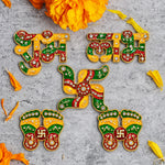 Enamel Work Shubh Labh and Charan Paduka Door Stickers