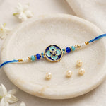 Traditional Royal Blue Floral Enamel Dial Rakhi