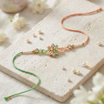 Elegant Pastel Crystal Floral Center Piece Designer Rakhi