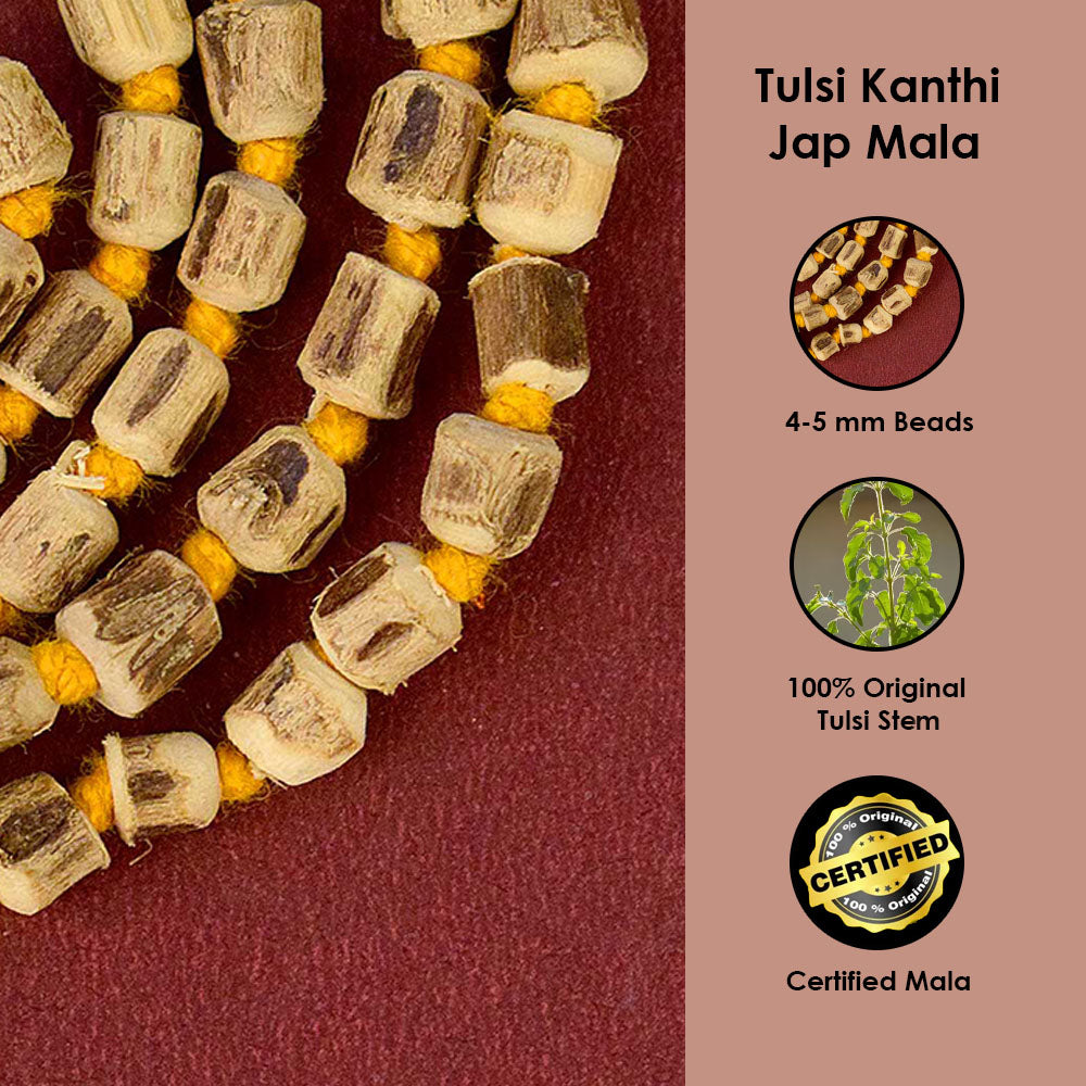 100% Original 4-5mm Tulsi Kanthi Jaap Mala Small Beads