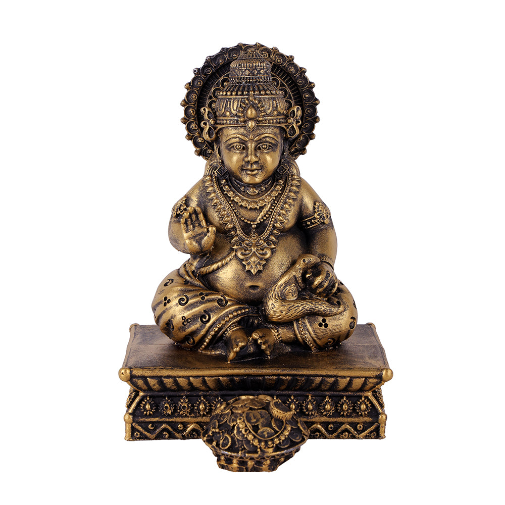 Premium Antique Gold Kuber Maharaj Resin Statue