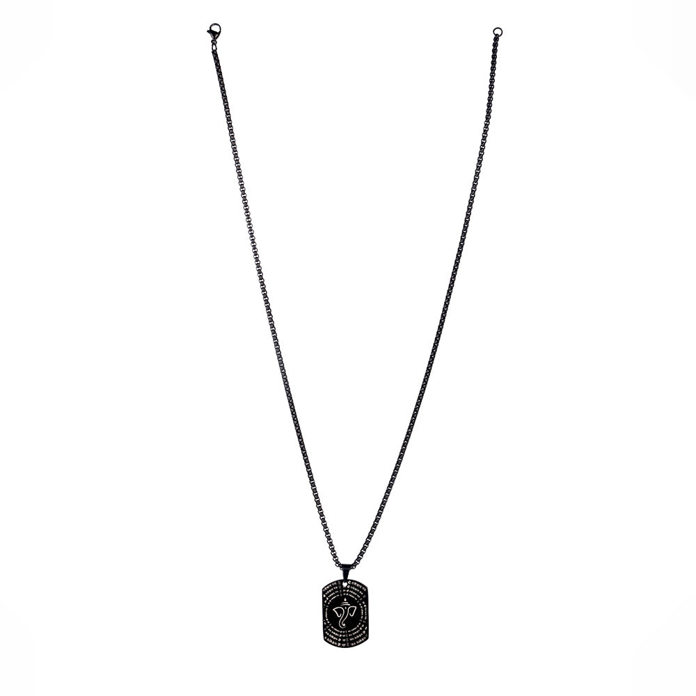 Ganpati Shlok Pendant MicroCarved Black