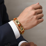 Gold Plated Pyrite Rudraksha Bracelet Premium IGP Coating
