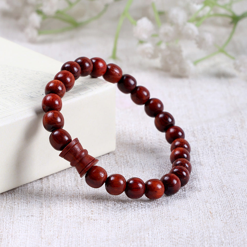 Original 8mm Red Sandalwood Damru Bracelet Spiritual Healing Wear