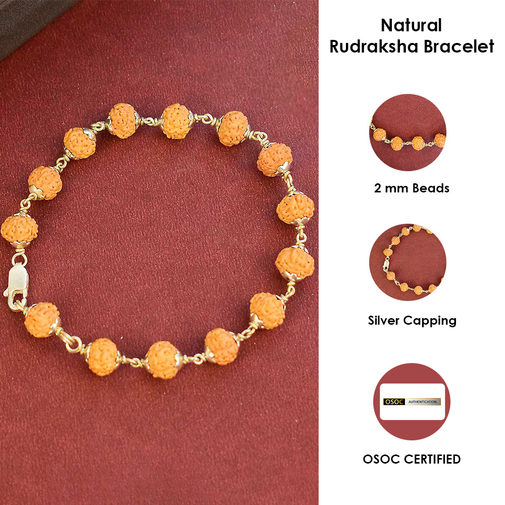 925 Silver Hallmarked 5 Mukhi Rudraksha Bracelet