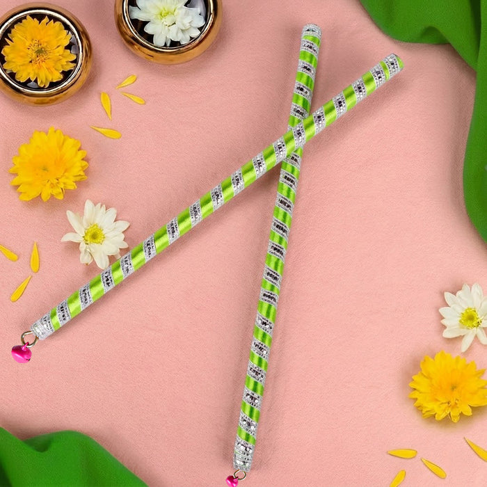 Handcrafted Silk Ribbon Wrapped Wooden Dandiya Sticks