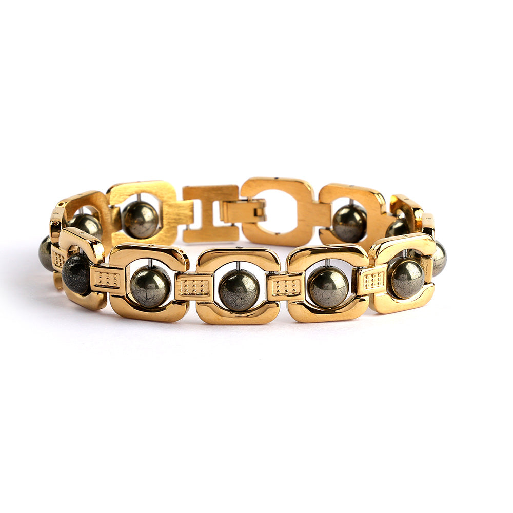 Gold Plated Pyrite Bracelet Adjustable Unisex Spiritual Wear
