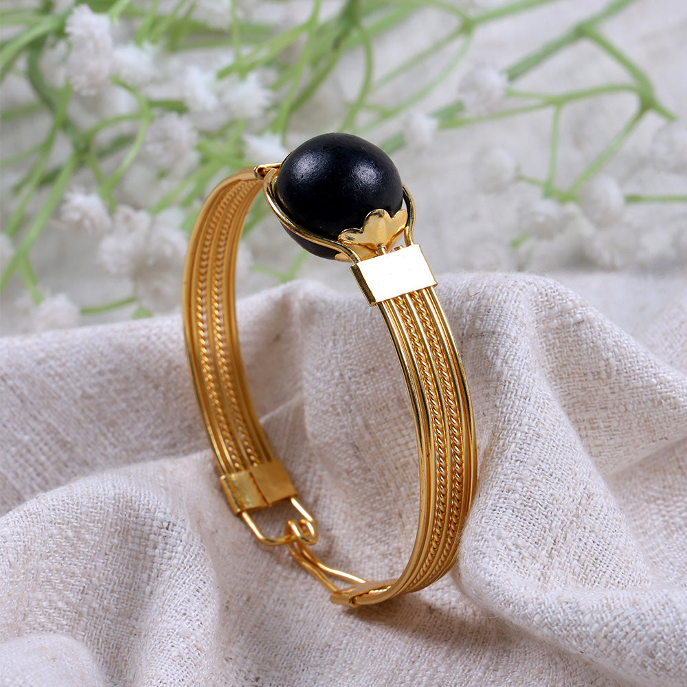 Ebony Wood Karungali Gold Plated Kada Authentic Spiritual Wear