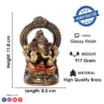 4.6 Inch Divine Lord Brass Ganesha Idol