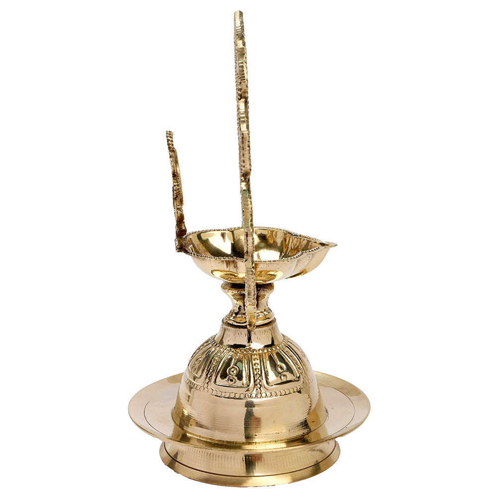Brass Mor Kiran Chakra & Shankh Diya Pair 6.2 Inch