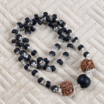 Silver Plated Karungali Mala 8mm with Rudraksha Govt Certified