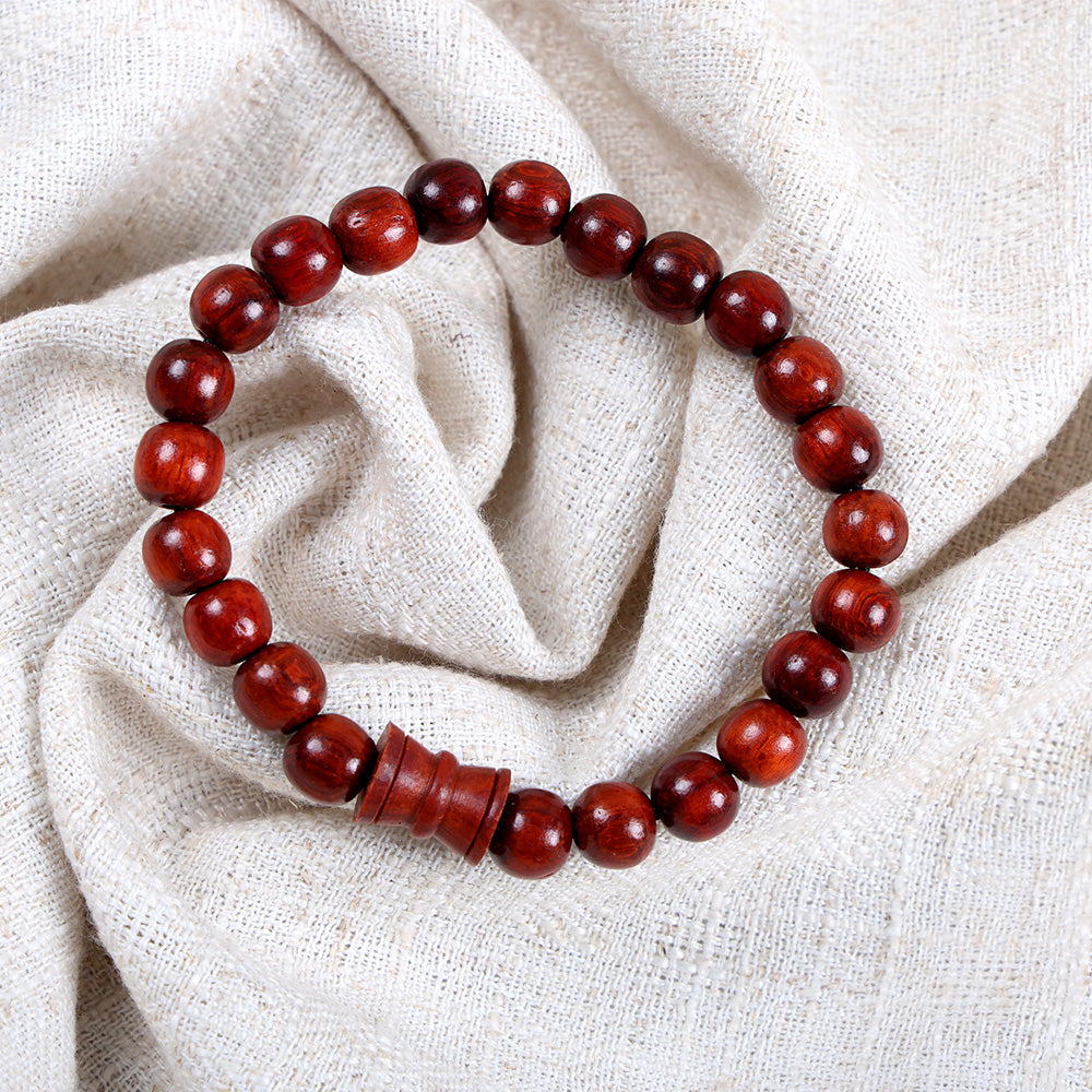 Original 8mm Red Sandalwood Damru Bracelet Spiritual Healing Wear