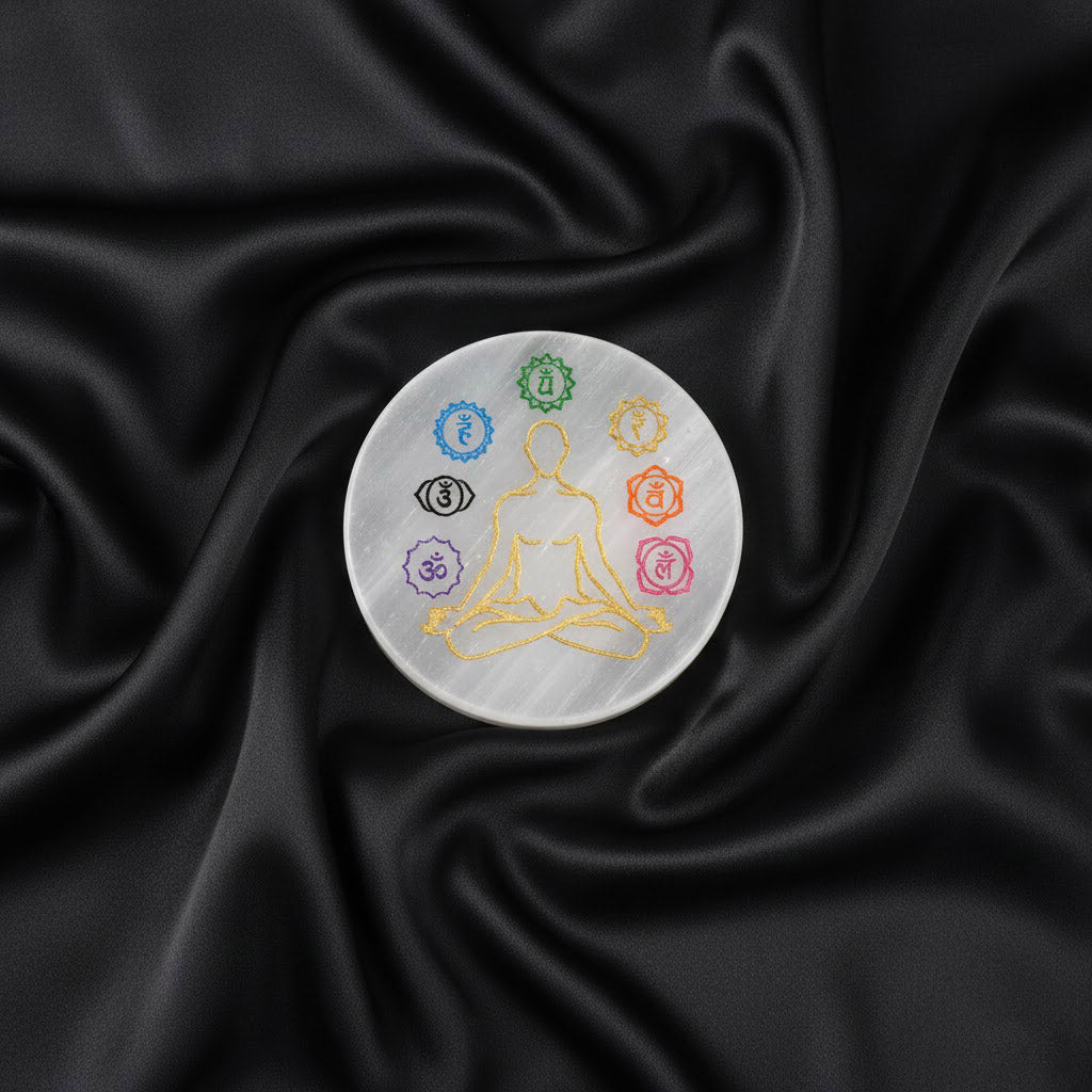 Selenite 7 Chakra Charging Plate Spiritual Healing Tool