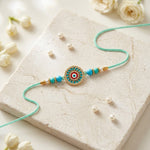 Protection Evil Eye Centerpiece Turquoise Beaded Rakhi