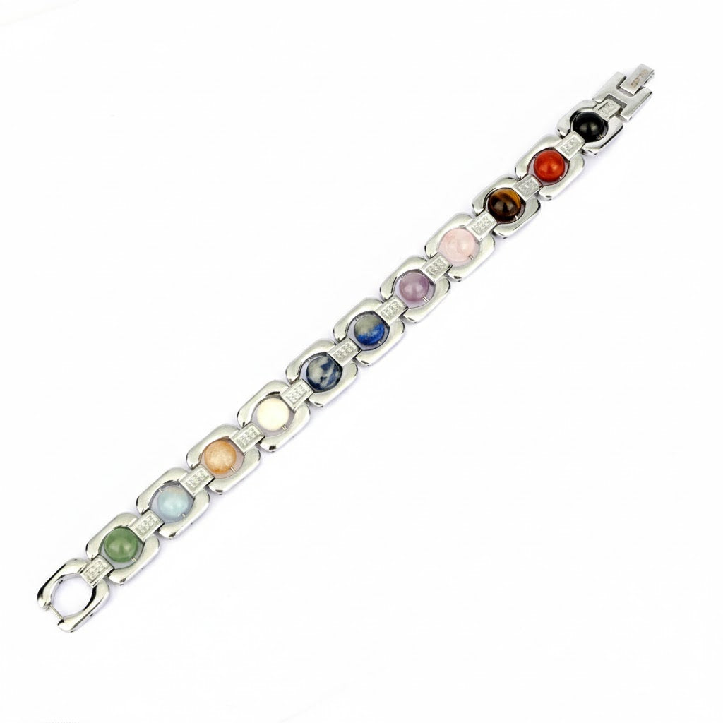 11 Chakra Silver Plated Bracelet – Unisex Spiritual Wear