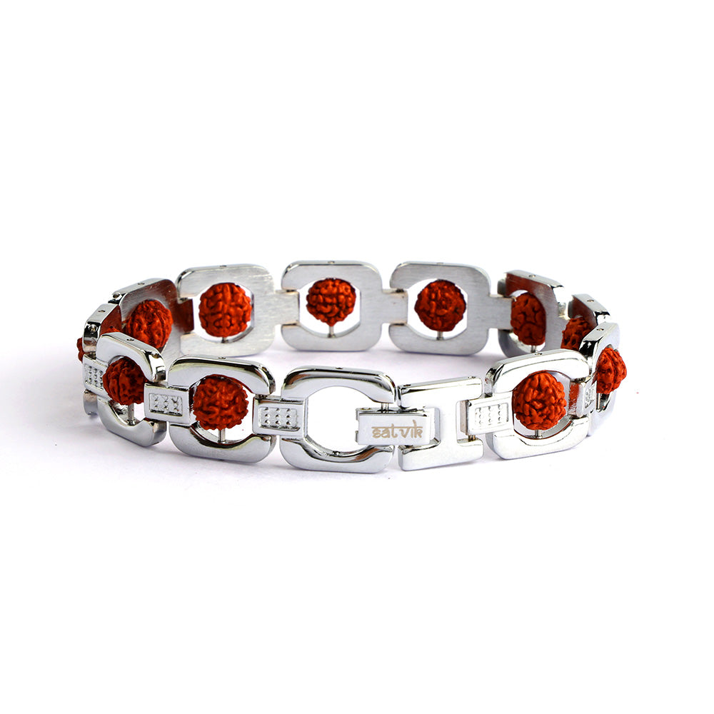 Silver Plated Rudraksha Bracelet Premium IGP Spiritual Wear