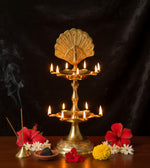 6.1 Inch Brass Flying Peacock 2 Step Kerala Samai Deepam