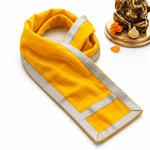 Yellow Velvet Ganpati Idol Patka with Silver Border