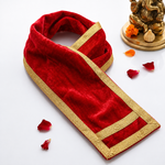Pink Velvet Ganpati Idol Patka with Classic Gold Border - 22 Inch