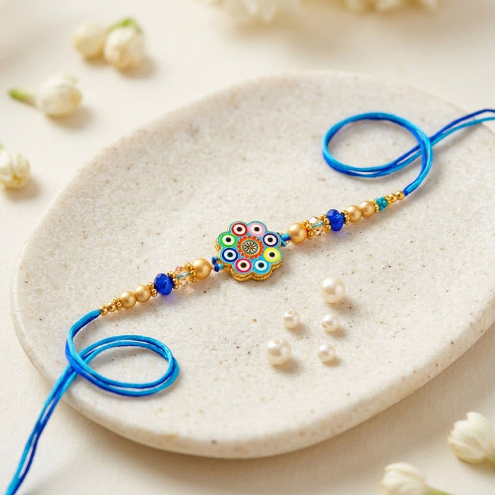 Elegance Circular Enamel Mosaic Art Rakhi