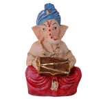 Hand-Painted Blue Turban Resin Ganesh Statue