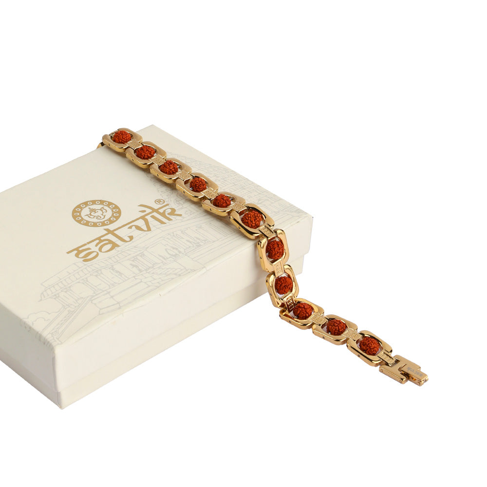 Gold Plated Rudraksha Bead Bracelet Premium Spiritual Wear