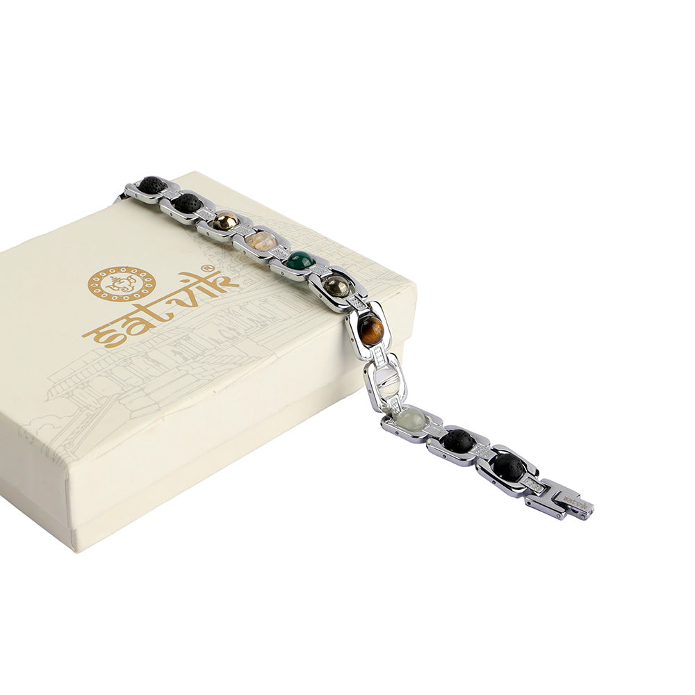 Dhanyog Silver Plated Bracelet Unisex Spiritual Wear IGP