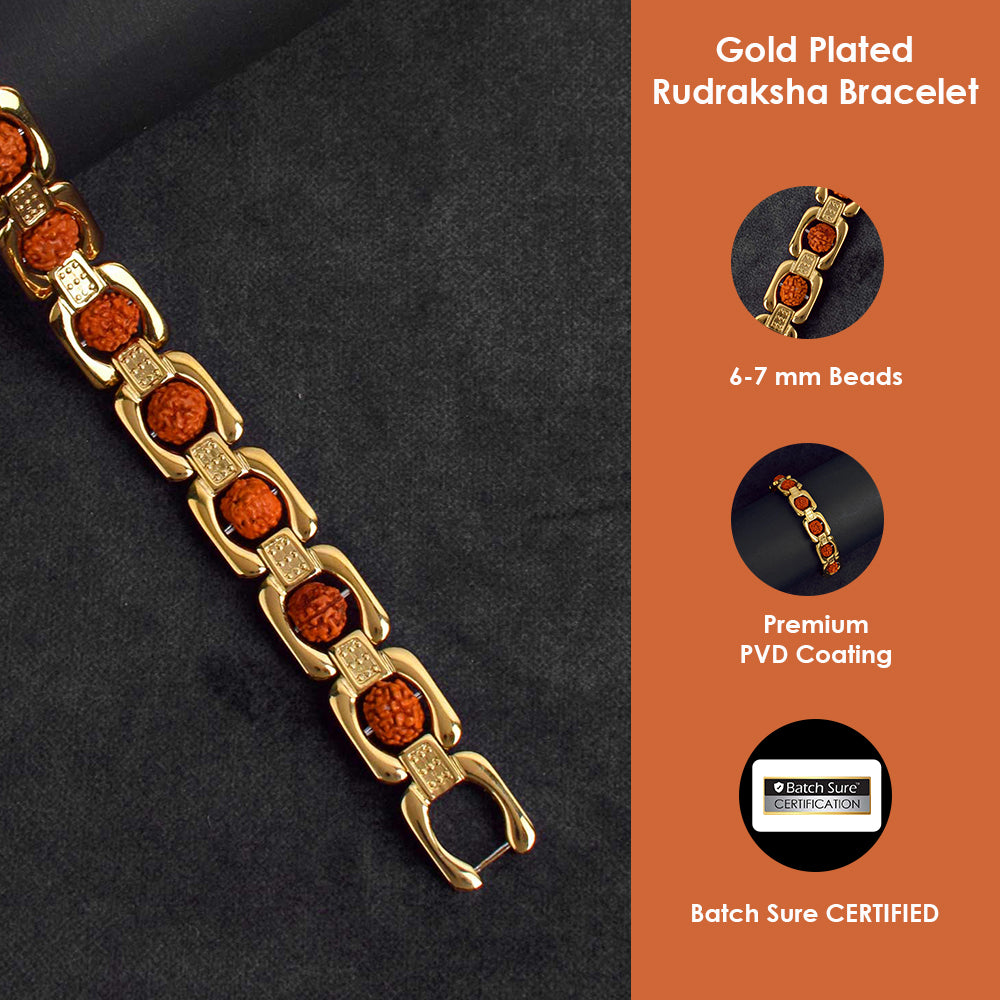 Gold Plated Rudraksha Bracelet – Premium IGP Finish