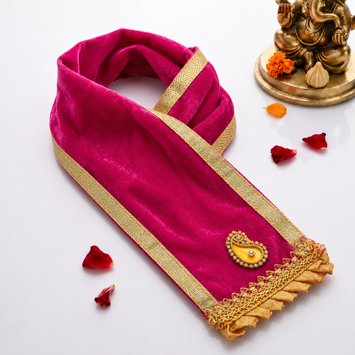 Exclusive Magenta Velvet Ganpati Idol Patka