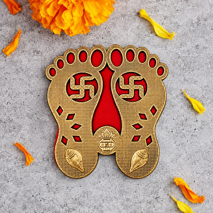 Gold & Red Charan Paduka Door Entrance Sticker