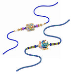 Royal Meenakari Peacock and Kundan Designer Rakhi (Set of 2)