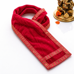 Pink Velvet Ganpati Idol Patka with Intricate Border - 32 Inch
