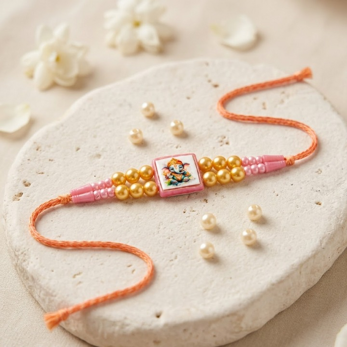 Auspicious Bal Ganesha Graphic Centerpiece Kids Rakhi