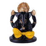 Premium Hand Painted Black & Gold Resin Ganesha Statue