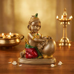 Premium Gold Crimson & Emerald Laddu Gopal Resin Statue