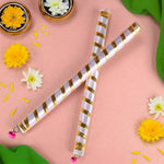 Vibrant Satin & Gold Wrapped Wooden Dandiya for Kids
