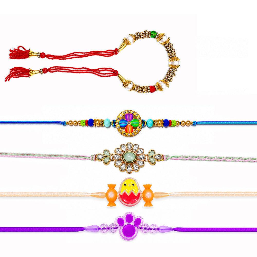 Auspicious Family Rakhi Combo (Set of 5)