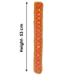 Orange Swastik Print Ganpati Idol Patka with Gold Border