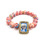 Peach With Multicolor Splash Round Pearl Bracelet