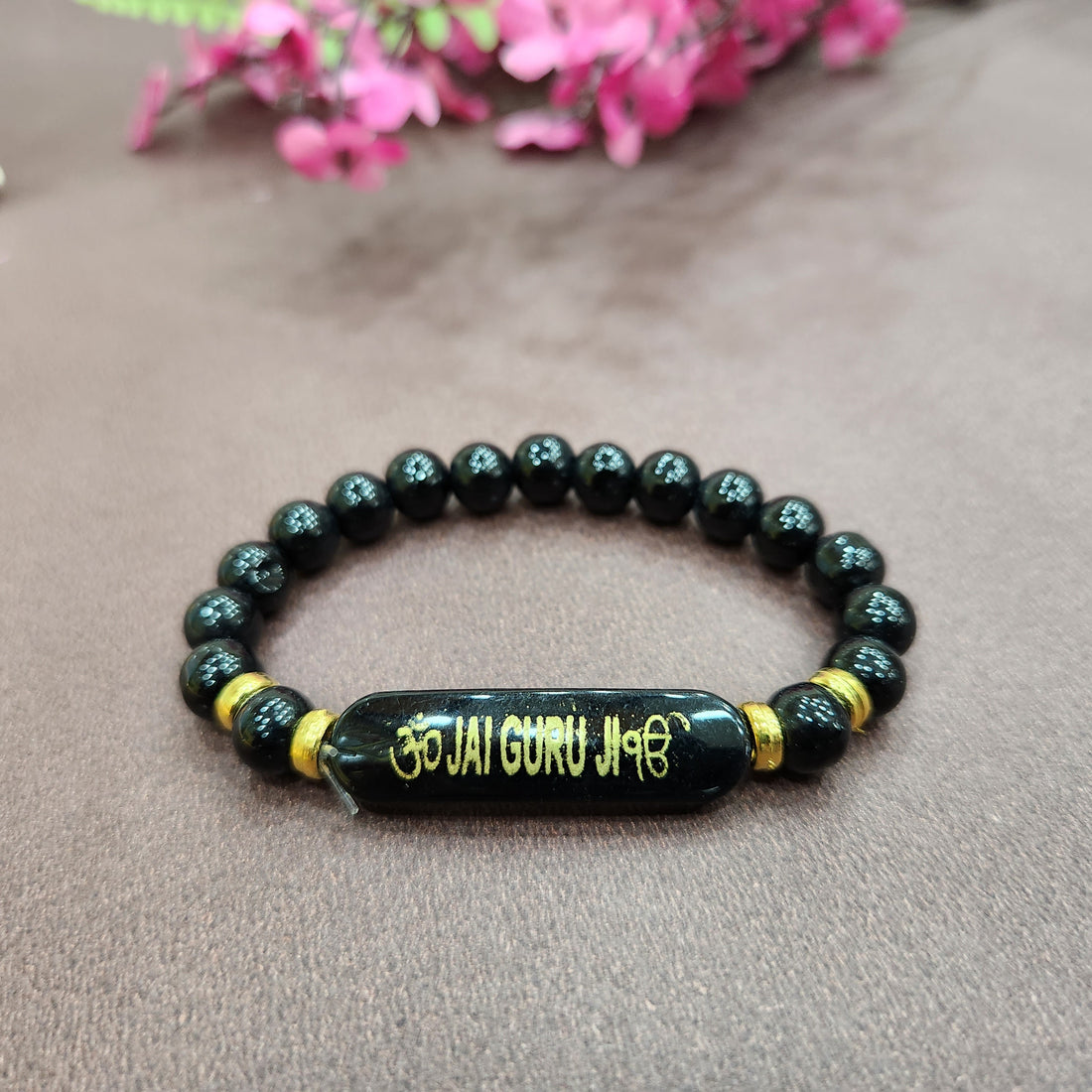 Black Jai Guru Ji Rounded Pearl Bracelet, Handmade Bracelets for Men and Women