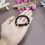 Black Jai Guru Ji Rounded Pearl Bracelet, Handmade Bracelets for Men and Women