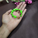 Lawn Green Heart Shape Bracelet with Jai Guruji Swaroop Handmade Bracelets for Men and Women