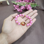 Pink Pearl Bracelet with Jai Guruji Swaroop Handmade Bracelets for Men and Women