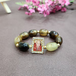 Oval Pearl Bracelet with Jai Guruji Swaroop Handmade Bracelets for Men and Women