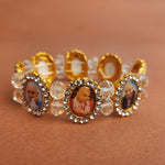 Crystal Round Pearl Bracelet with Jai Guruji Swaroop & Handmade Bracelets for Men and Women