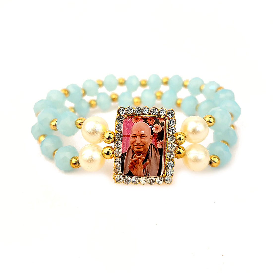 Sky Blue Double Band Guru Ji Maharaj Handmade Bracelets for Men and Women