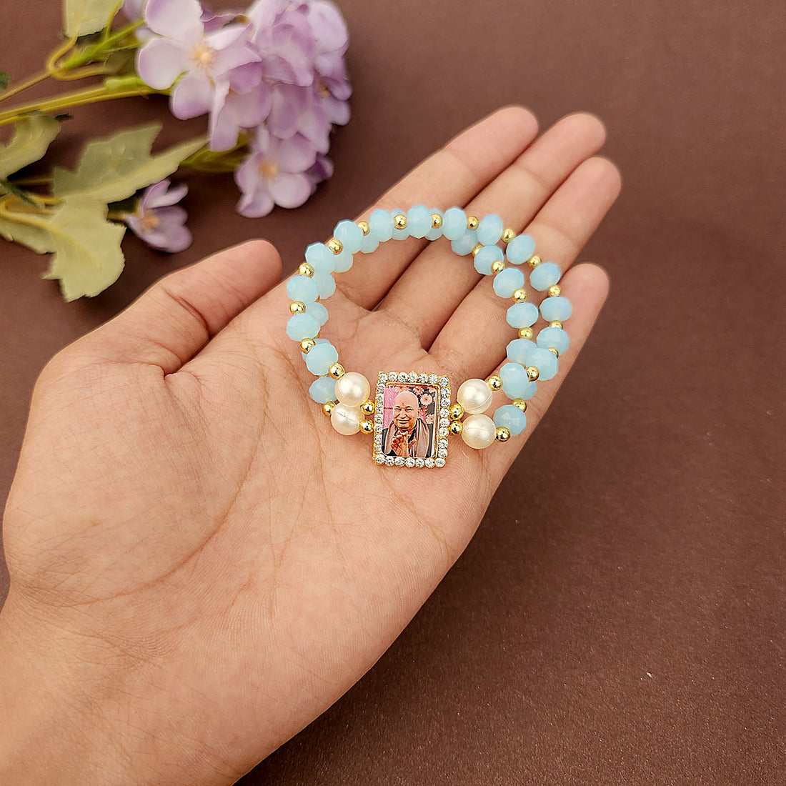 Sky Blue Double Band Guru Ji Maharaj Handmade Bracelets for Men and Women