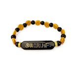 Om Carved on Black Beaded Bracelet ,Handmade Bracelets for Men and Women