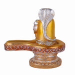 Premium Silver & Gold Shivling Resin Statue