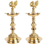 11 Inch 1 Step Embossed Peacock Kerala Stand Diya